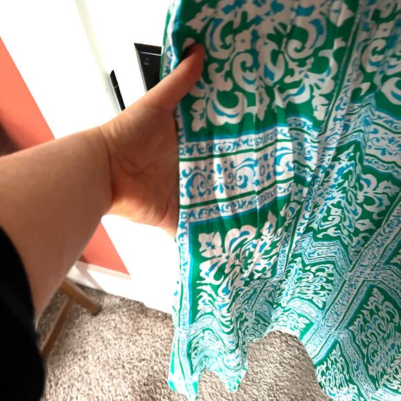 Talbots Cotton Medallion Tiles Halter Midi Dress Blue Green SZ 20 - Picture 9 of 10